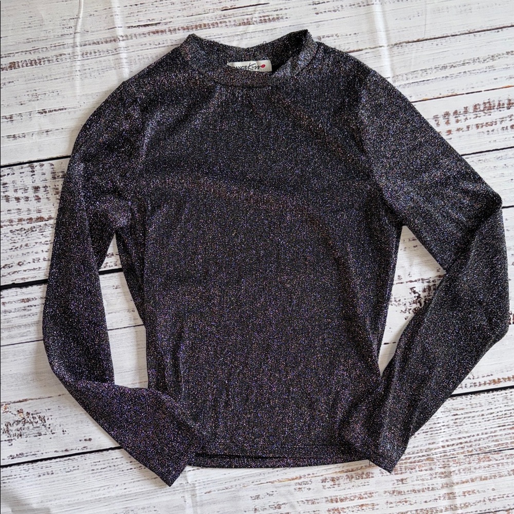 Angel Kiss Sparkling Black Long Sleeve Top